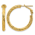 14k 3x27mm Diamond-cut Round Omega Back Tube Hoop Earrings