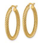 14k 3x26mm Twisted Round Tube Hoop Earrings