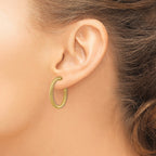 14k 3x26mm Twisted Round Tube Hoop Earrings