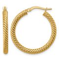 14k 3x26mm Twisted Round Tube Hoop Earrings