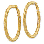 14k 4x44mm Twisted Round Omega Back Tube Hoop Earrings