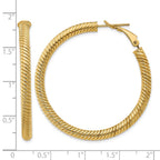 14k 4x44mm Twisted Round Omega Back Tube Hoop Earrings