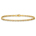 14K 2.75mm Tri-color Pav‚ Valentino with Lobster Clasp Bracelet