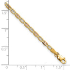 14K 2.75mm Tri-color Pav‚ Valentino with Lobster Clasp Bracelet