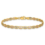 14K 3.8mm Tri-color Pav‚ Valentino with Lobster Clasp Bracelet