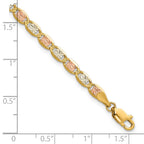 14K 3.8mm Tri-color Pav‚ Valentino with Lobster Clasp Bracelet