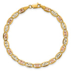 14K 4.65mm Tri-color Pav‚ Valentino with Lobster Clasp Bracelet