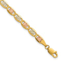 14K 4.65mm Tri-color Pav‚ Valentino with Lobster Clasp Bracelet