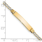 14k Polished with Rhodium Pav‚ Solid Chain/Solid Plate Curb Link 25.5x5mm Plate 7 inch ID Bracelet