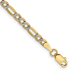 14K 3.2mm Semi-Solid with Rhodium Pav‚ Figaro with Lobster Clasp Bracelet