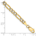 14K 3.9mm Semi-Solid with Rhodium Pav‚ Figaro with Lobster Clasp Bracelet