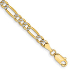 14K 3.9mm Semi-Solid with Rhodium Pav‚ Figaro with Lobster Clasp Bracelet
