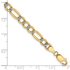 14K 5.25mm Semi-Solid with Rhodium Pav‚ Figaro with Lobster Clasp Bracelet