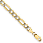 14K 5.25mm Semi-Solid with Rhodium Pav‚ Figaro with Lobster Clasp Bracelet