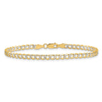 14K 3.4mm Semi-Solid with Rhodium Pav‚ Curb with Lobster Clasp Bracelet