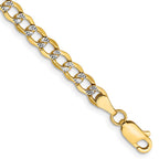 14K 4.3mm Semi-Solid with Rhodium Pav‚ Curb with Lobster Clasp Bracelet