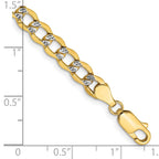 14K 5.2mm Semi-Solid with Rhodium Pav‚ Curb with Lobster Clasp Bracelet