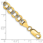 14K 6.75mm Semi-Solid with Rhodium Pav‚ Curb with Lobster Clasp Bracelet