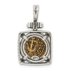 Ancient Coins Sterling Silver and Bronze Antiqued Widow's Mite Coin Pendant with a Certificate of Authenticity