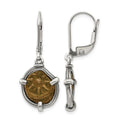 Ancient Coins Sterling Silver and Bronze Antiqued Widow's Mite Coin Leverback Dangle Earrings with a Certificate of Authenticity
