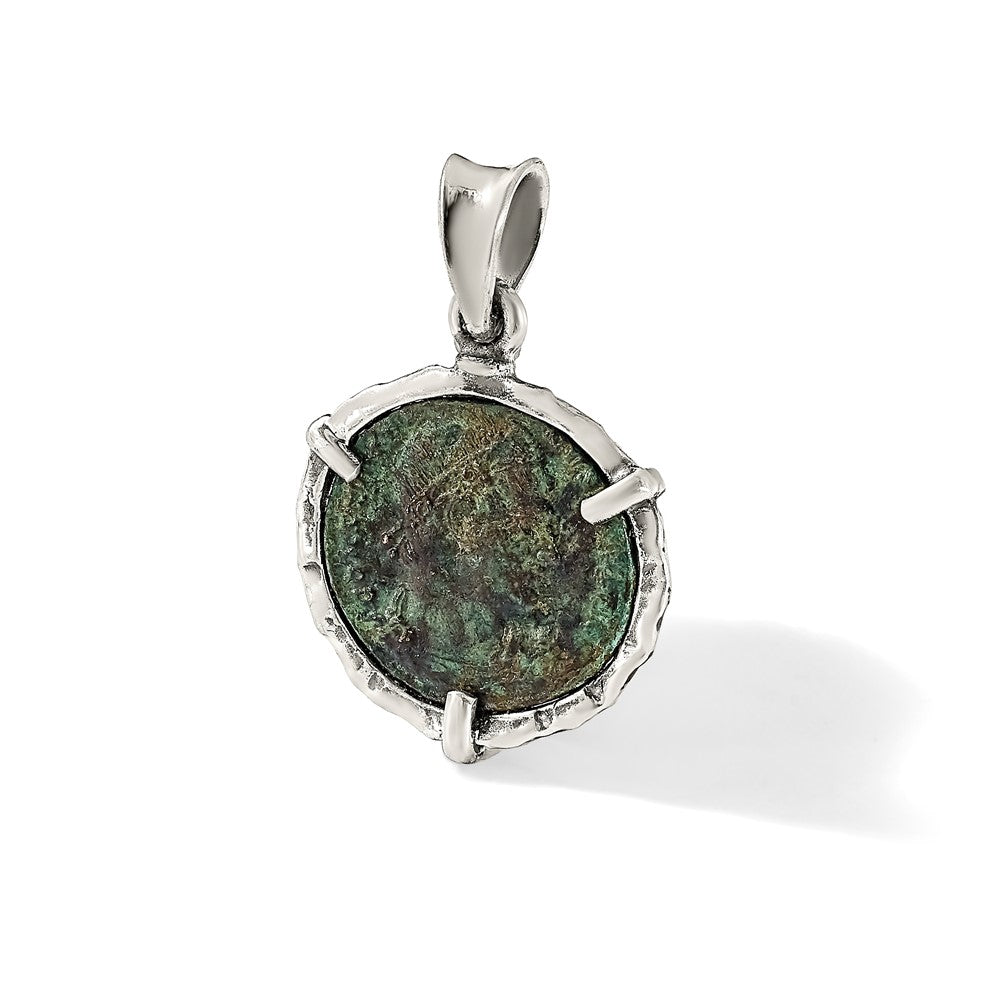 Ancient Coins Sterling Silver and Bronze Antiqued Roman Constantine l Coin Pendant with a Certificate of Authenticity