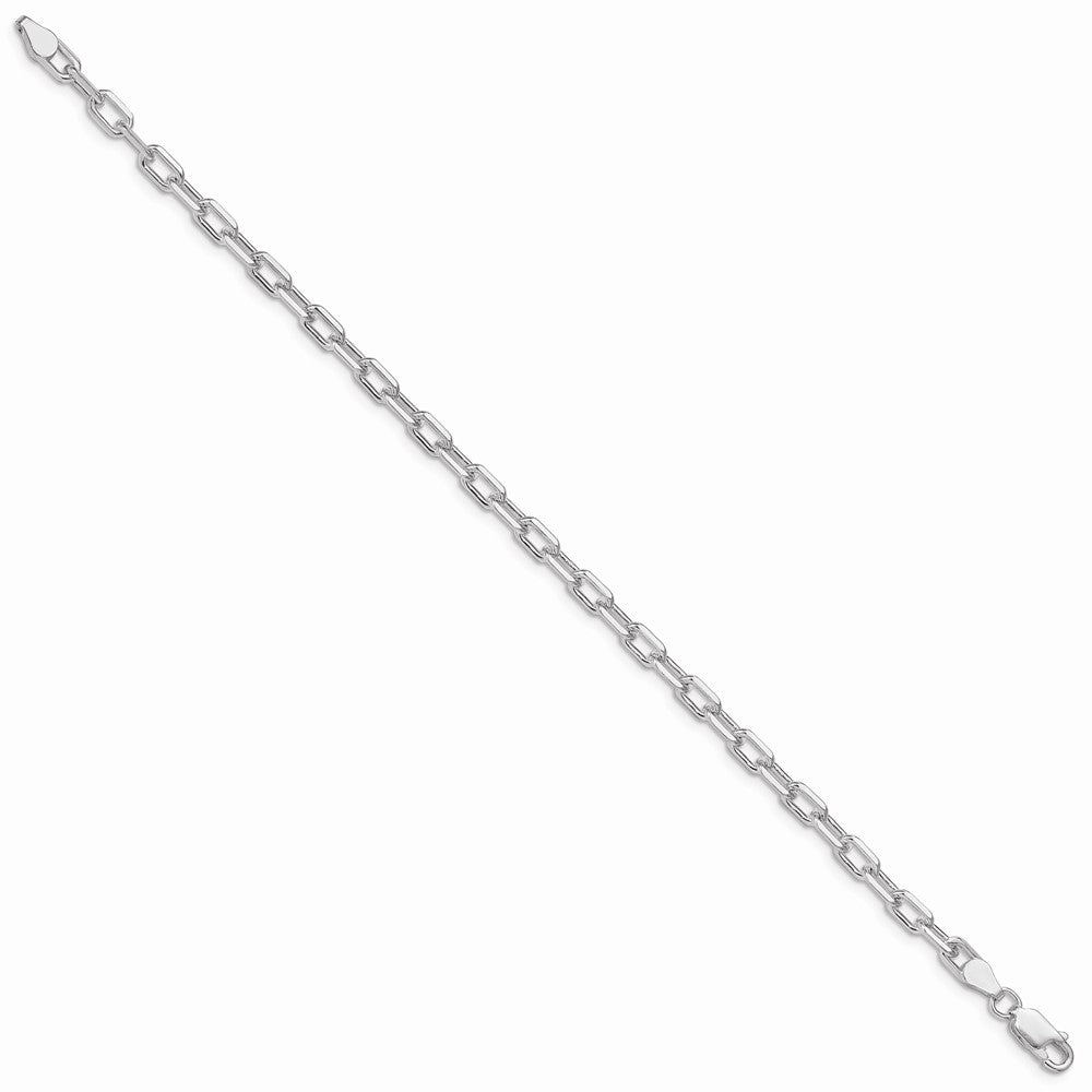 Sterling Silver Rhodium-plated 4.5mm Diamond-cut Long Link Cable Chain