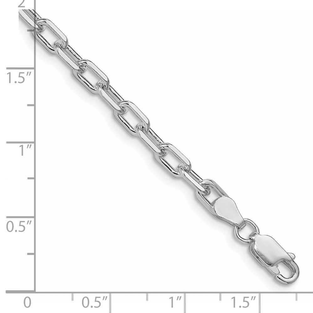 Sterling Silver Rhodium-plated 4.5mm Diamond-cut Long Link Cable Chain