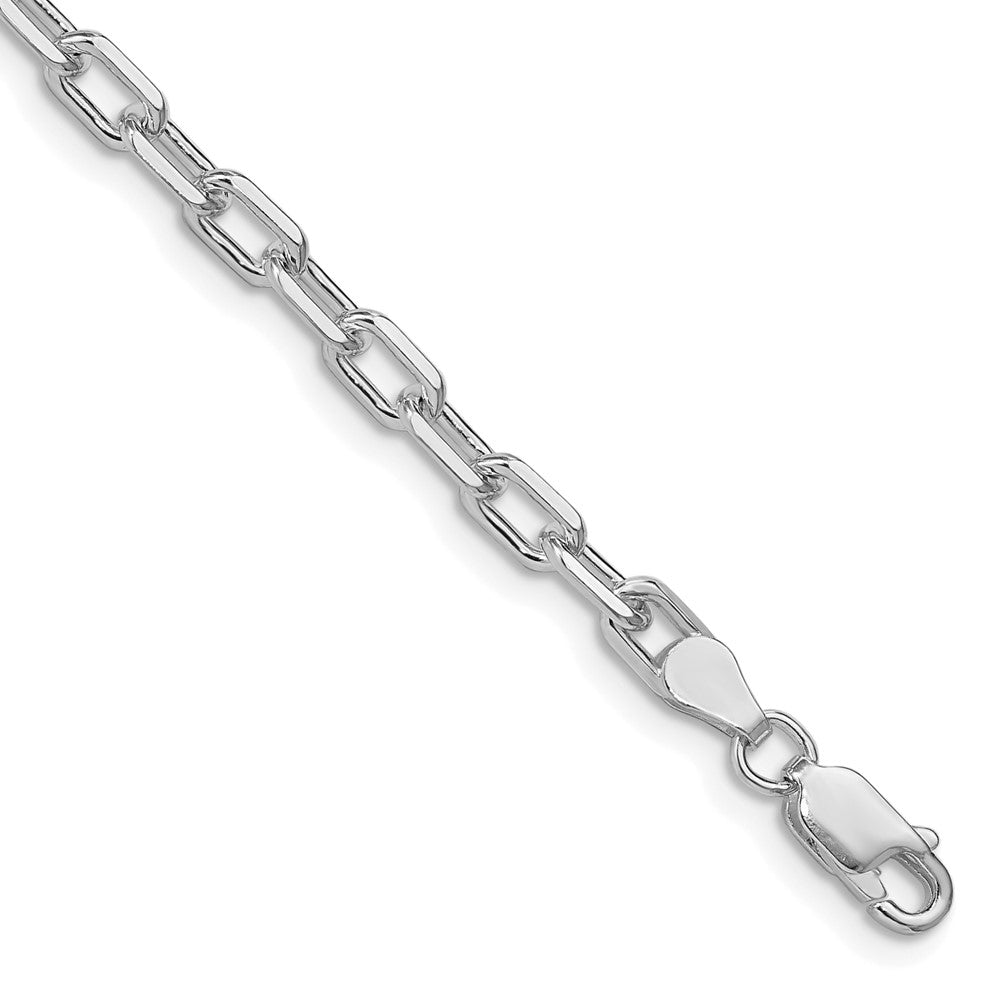 Amore La Vita Sterling Silver Rhodium-plated Polished 4.3mm Diamond-cut 7 inch Open Link Cable with Lobster Clasp Charm Bracelet