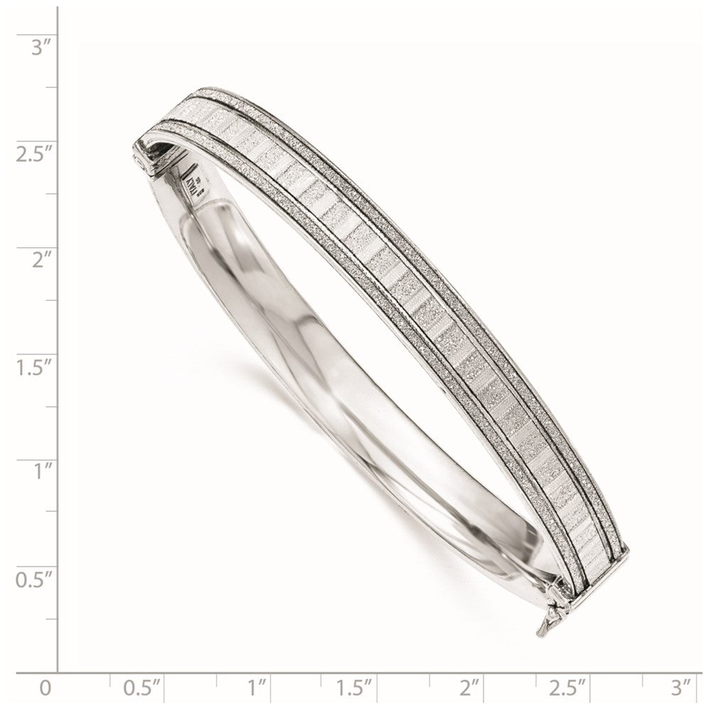 Sterling Silver With Glitter Hinged Bangle