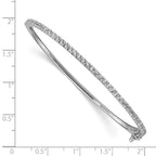 Sterling Shimmer Sterling Silver Rhodium-plated 41 Stone CZ Hinged Bangle Bracelet