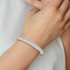 Sterling Shimmer Sterling Silver Rhodium-plated 349 Stone CZ Hinged Bangle Bracelet