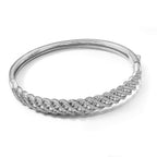 Sterling Shimmer Sterling Silver Rhodium-plated 349 Stone CZ Hinged Bangle Bracelet