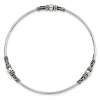 Sterling Silver Antiqued Beaded Slip On Bangle