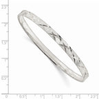 Sterling Silver 5mm Diamond Cut Slip-on Bangle