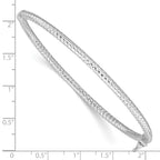 Sterling Silver Rhodium-plated Polish/Textured 3mm Hinged Bangle
