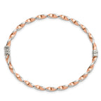 Sterling Silver Rose-tone Polished Twisted 3mm Hinged Bangle
