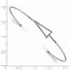 Sterling Silver Rhodium-plated CZ Triangle Cuff Bangle