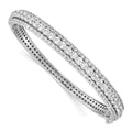 Sterling Shimmer Sterling Silver Rhodium-plated 116 Stone CZ Hinged Bangle Bracelet