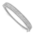 Sterling Shimmer Sterling Silver Rhodium-plated 137 Stone CZ Hinged Bangle Bracelet