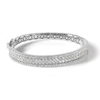 Sterling Shimmer Sterling Silver Rhodium-plated 215 Stone Pav‚ CZ Hinged Bangle Bracelet