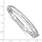 Sterling Silver Rhodium-plated 7mm Diamond-cut Fancy Hinged Bangle Bracelet