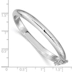 Sterling Silver RH-plated Polished D/C 5mm Hinged Baby Bangle Bracelet