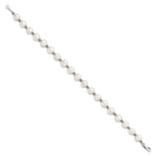 Sterling Silver Rhodium-plated 6-7mm White Round Freshwater Cultured Pearl 7.25 inch Bracelet