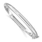 Sterling Silver Rhodium-plated 5mm w/Chain Hinged Bangle