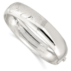 Sterling Silver Polished D/C and Textured Adjustable Bangle