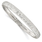 Sterling Silver 6.5mm Diamond-cut Flexible Bangle