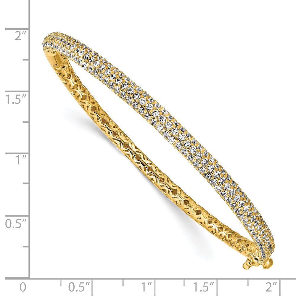 Sterling Shimmer Sterling Silver Gold-tone Flash Gold-plated 175 Stone Pav‚ CZ Hinged Bangle Bracelet