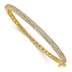 Sterling Shimmer Sterling Silver Gold-tone Flash Gold-plated 175 Stone Pav‚ CZ Hinged Bangle Bracelet