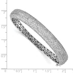 Sterling Shimmer Sterling Silver Rhodium-plated 360 Stone CZ Pav‚ Hinged Bangle