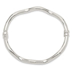 Sterling Silver Polished Wavy Hinged Bangle